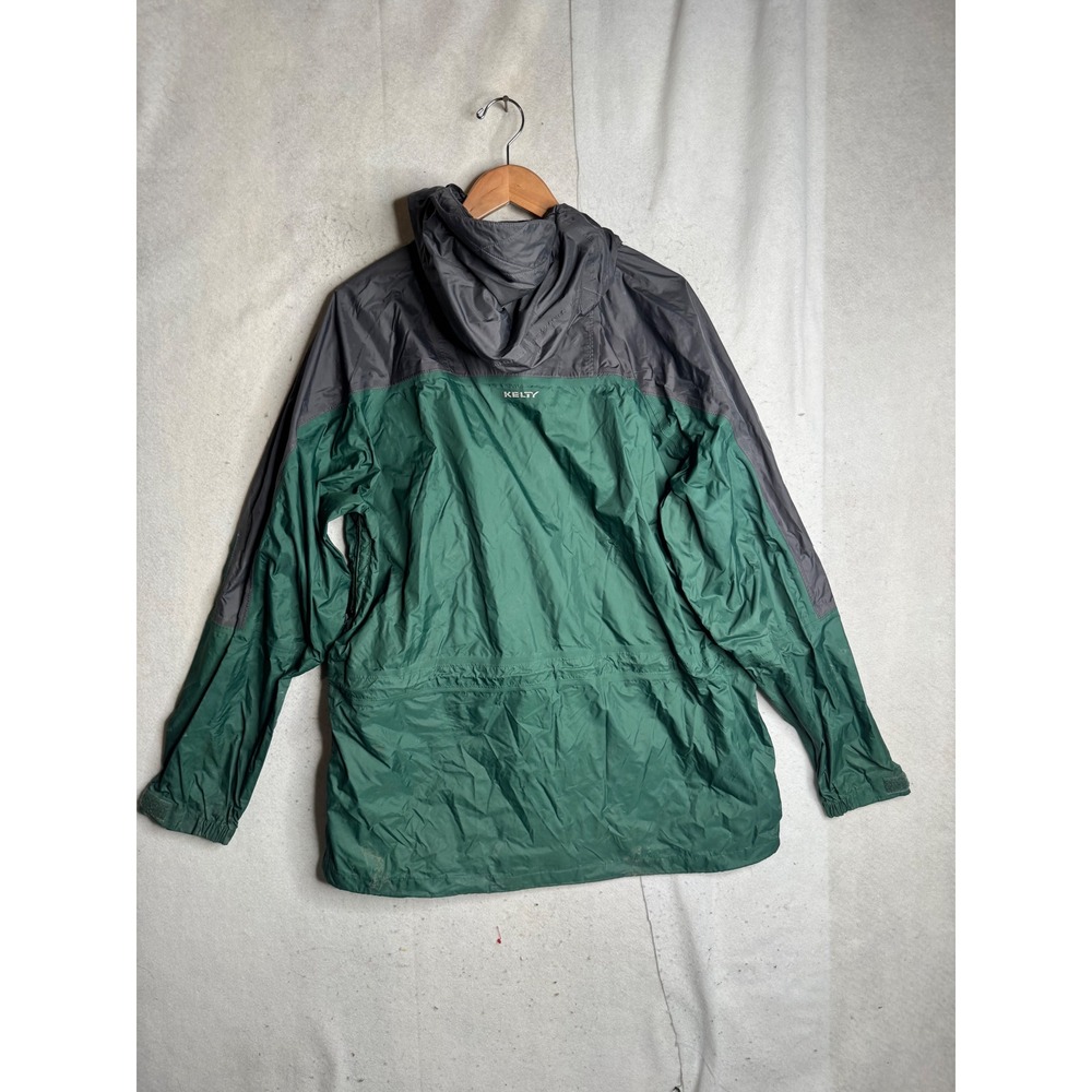 Kelty Mens Green Charcoal Grey Hooded Rain Jacket Lightweight Shell Size XL